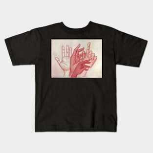 Vintage Abstract hands red watercolor/Aquarelle traditional painting Kids T-Shirt